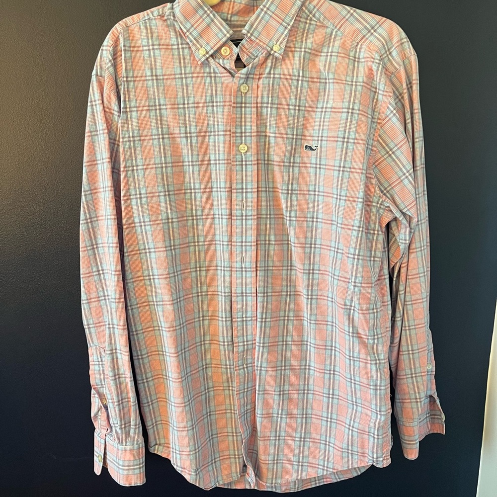 Vineyard Vines Men's Pink Plaid Shirt